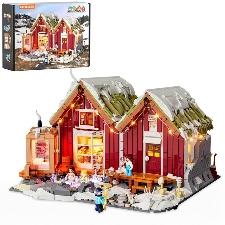 Lumibricks Island SPA-Hütte mit LED – 2235 Teile Winterbeleuchtung Nordisches Grasdach-Haus Set mit