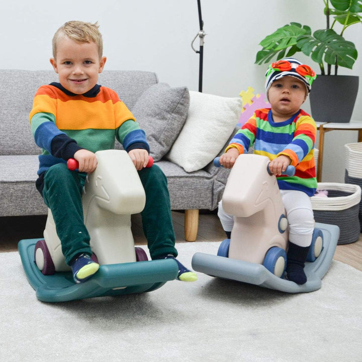 LittleTom 2-in-1 Schaukelpferd und Rutscher für Kinder ab 1 Jahr - Baby Schaukeltier Indoor Outdoor