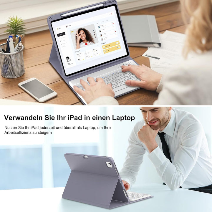 Tastatur Hülle für iPad Air 13 Zoll 2025 M3/2024 M2, QWERTZ Deutsches Magnetisch Abnehmbare Keyboard