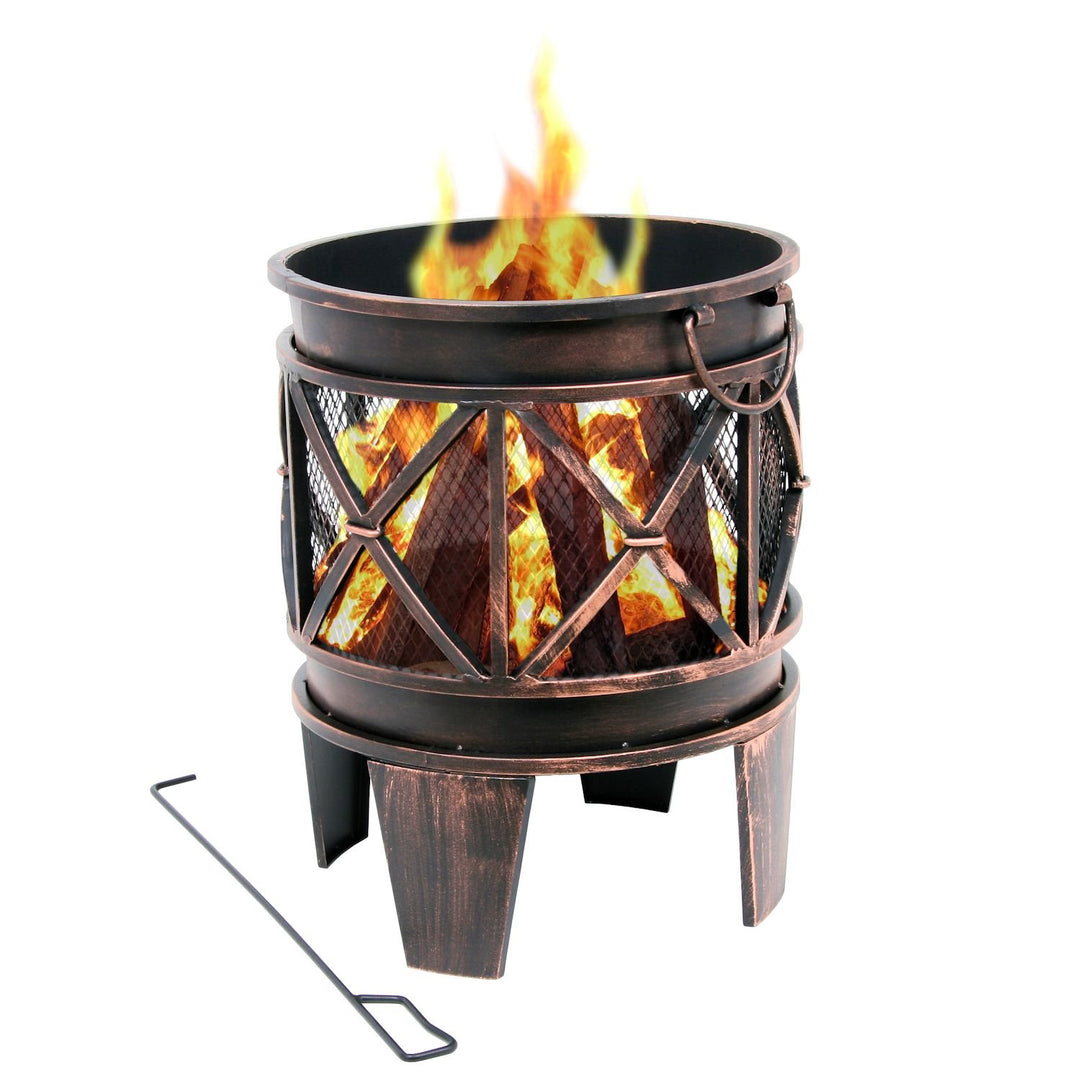 BBQ-Toro Feuerkorb Plum Ø 42 cm inkl. Schürhaken | Feuerschale in Antik-Rost-Optik | Feuertopf für C