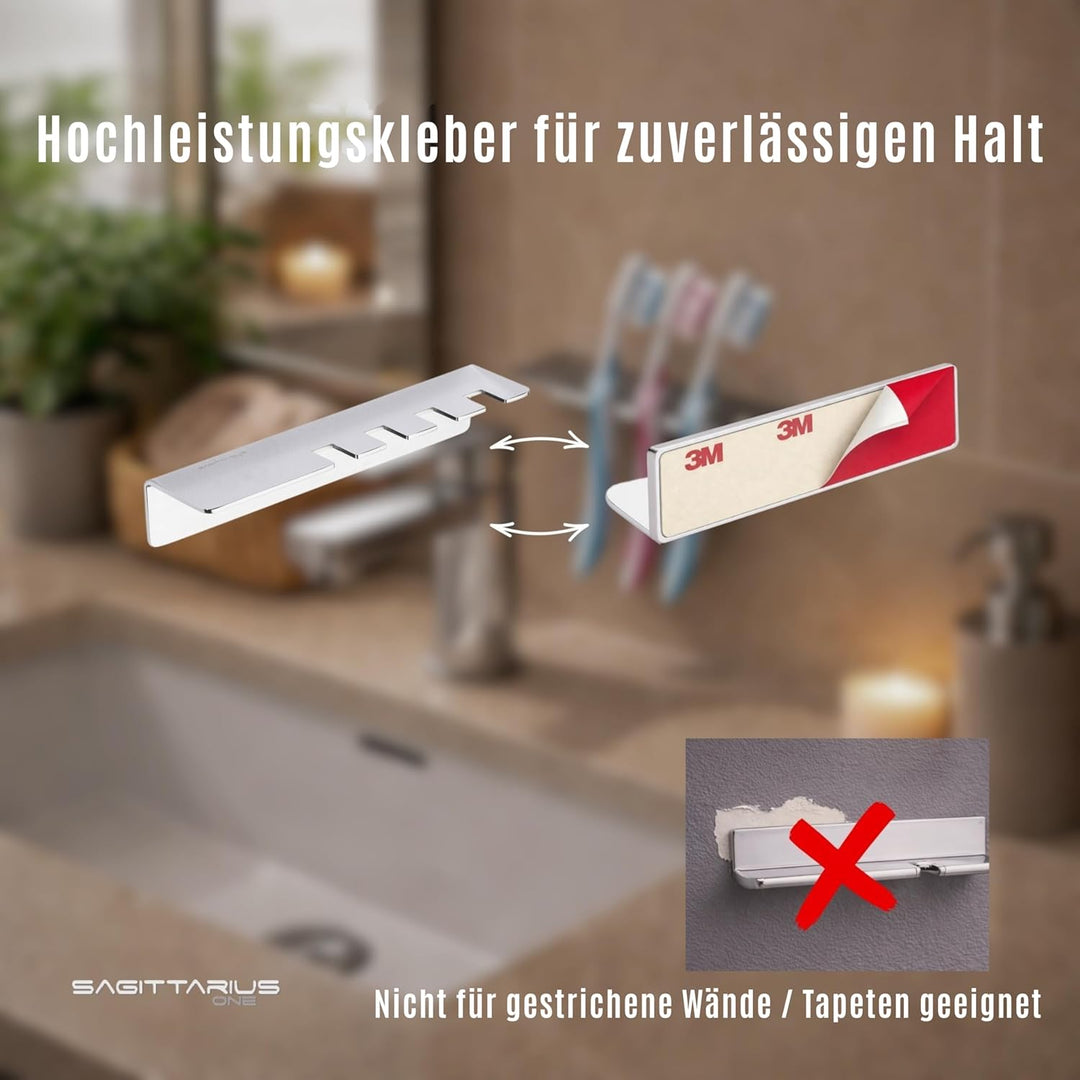 Sagittarius One 40S1 Zahnbürstenhalter Wand Ohne Bohren | Zahnbürstenkopf Halter Edelstahl SUS304 |