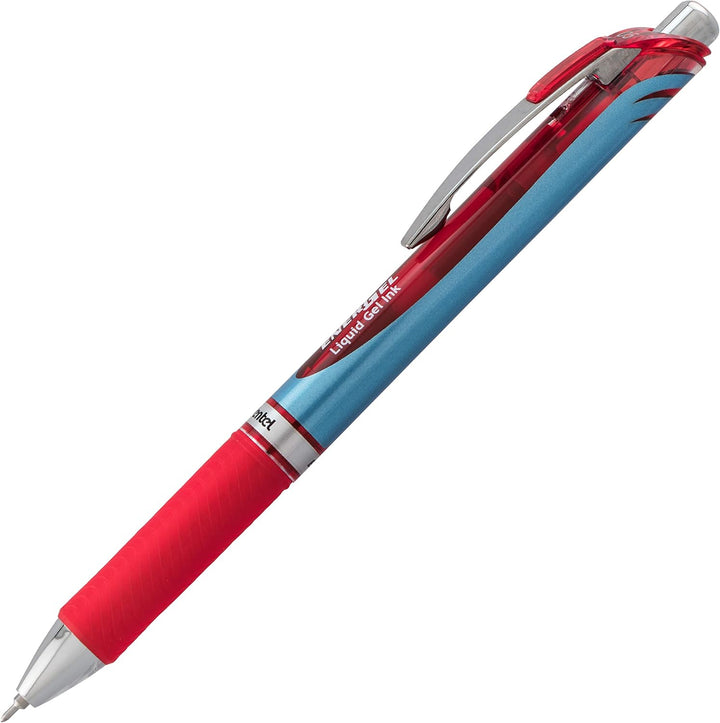 Pentel EnerGel RTX Gelschreiber, einziehbar, feine Spitze, Nadelspitze, rote Tinte, 12 Stück (BLN75-