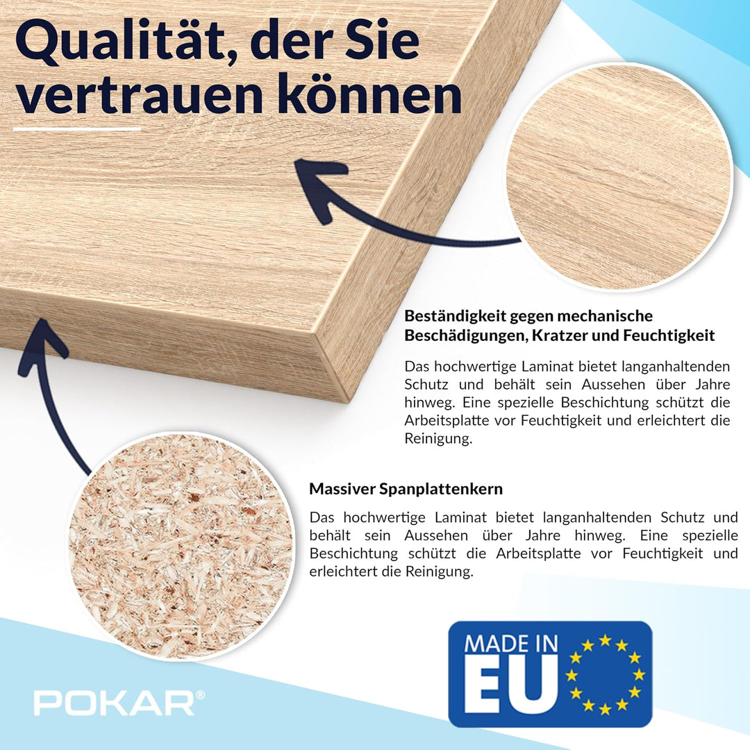 POKAR Tischplatte 2,5 cm Massiv Schreibtischplatte Bürotischplatte für Schreibtisch, Esstisch, Dunke