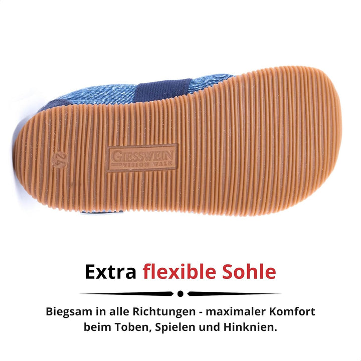 Giesswein Unisex Kinder Söll - Slim FitFlache Hausschuhe 24 EU Dunkle Jeans, 24 EU Dunkle Jeans