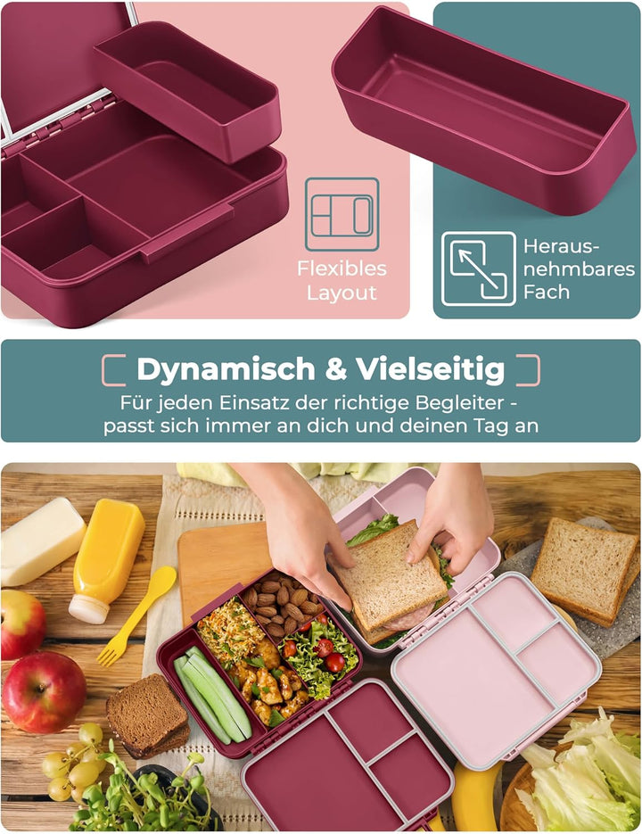 My Vesperbox® Brotdose für Kinder mit Fächern Liv [MADE IN GERMANY] - Lunchbox mit Trennfächern - Be