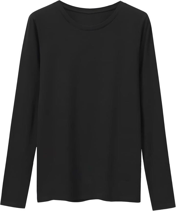 Langarmshirt Damen Basic Longsleeve Langarm-Shirt Oberteil Tops mit Stretch Baumwolle 3er Pack 6151,
