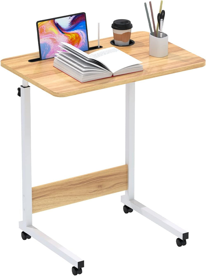 PIPIPOXER 60x40cm Laptoptisch mit Rollen, Laptoptisch höhenverstellbarer 69-90 cm, Schreibtisch Comp