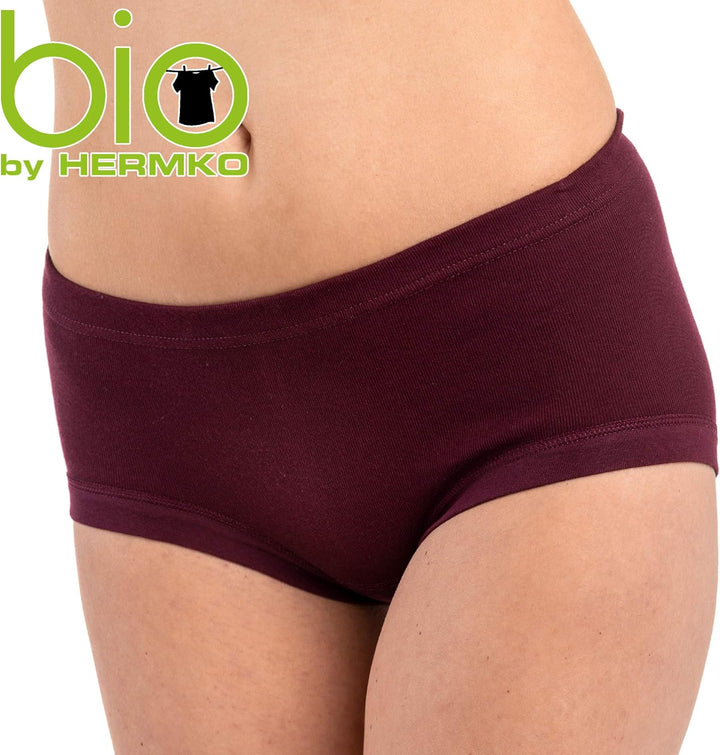 HERMKO 3er Pack Damen Taillenslip aus 100% Bio-Baumwolle mit Tunnelzug und elastischem Beinabschluss