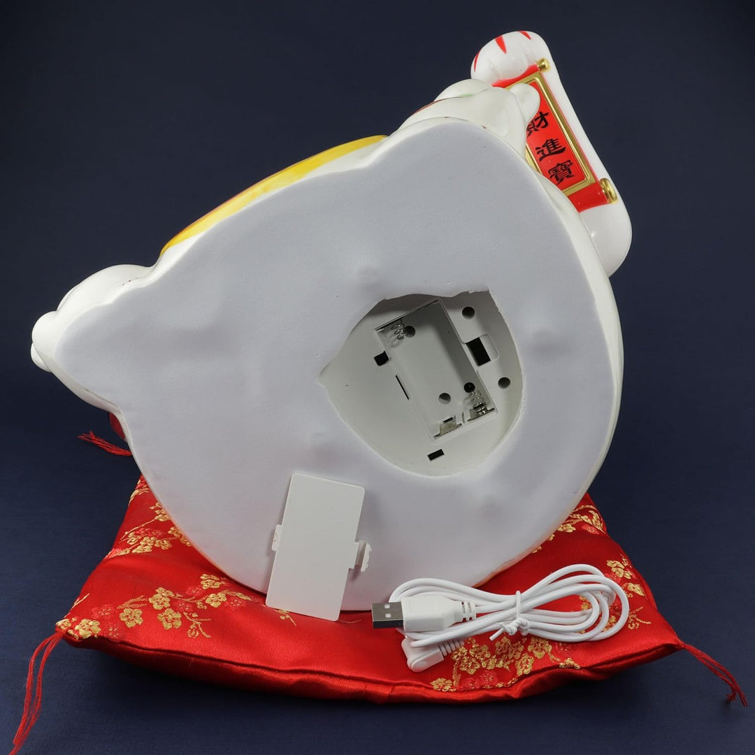 Freak Scene Glückskatze Maneki-Neko Winkekatze aus Porzellan 26cm weiss winkende Katze