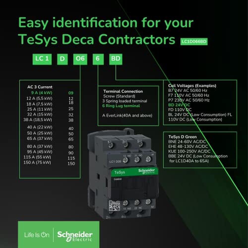 Schneider Electric, TeSys D Schütz LC1DT25P7-4P(4 NO) - AC-1-440 V 25 A - 230 V AC 50/60 Hz Spule LC