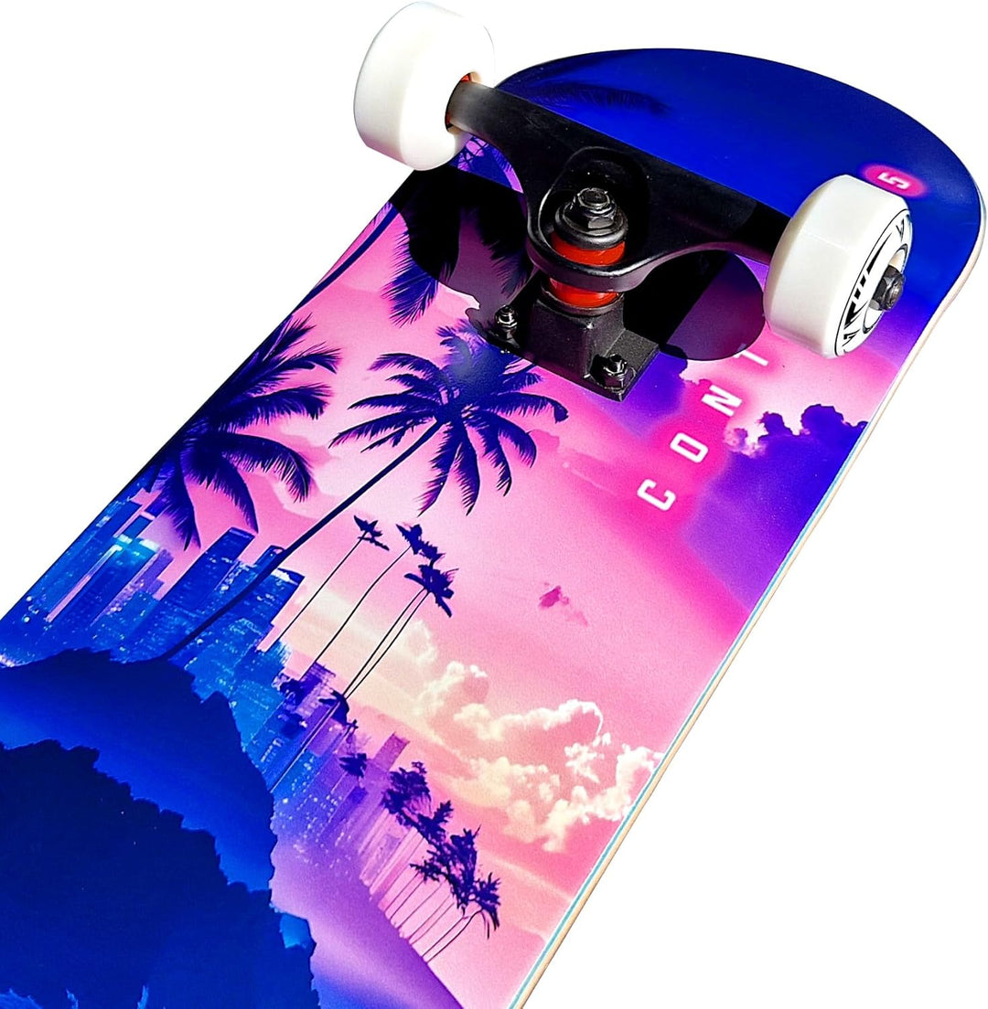 Komplett Skateboard Pacific Paradise - für Kinder und Jugendliche - 7-lagiges Ahornholz Deck - Mediu