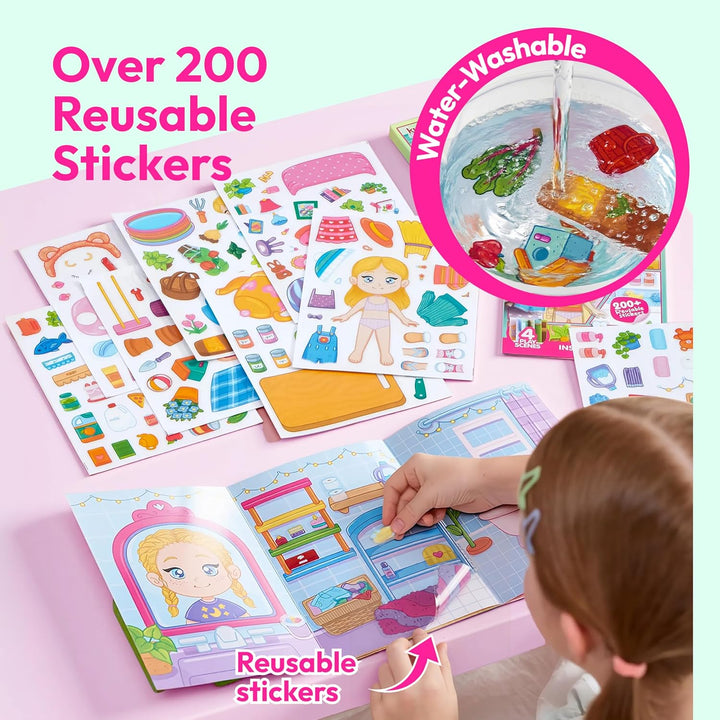 Klever Kits Wiederverwendbares Stickerbuch 3D-Stickerbücher für Kinder, tragbar, wasserdicht, geeign
