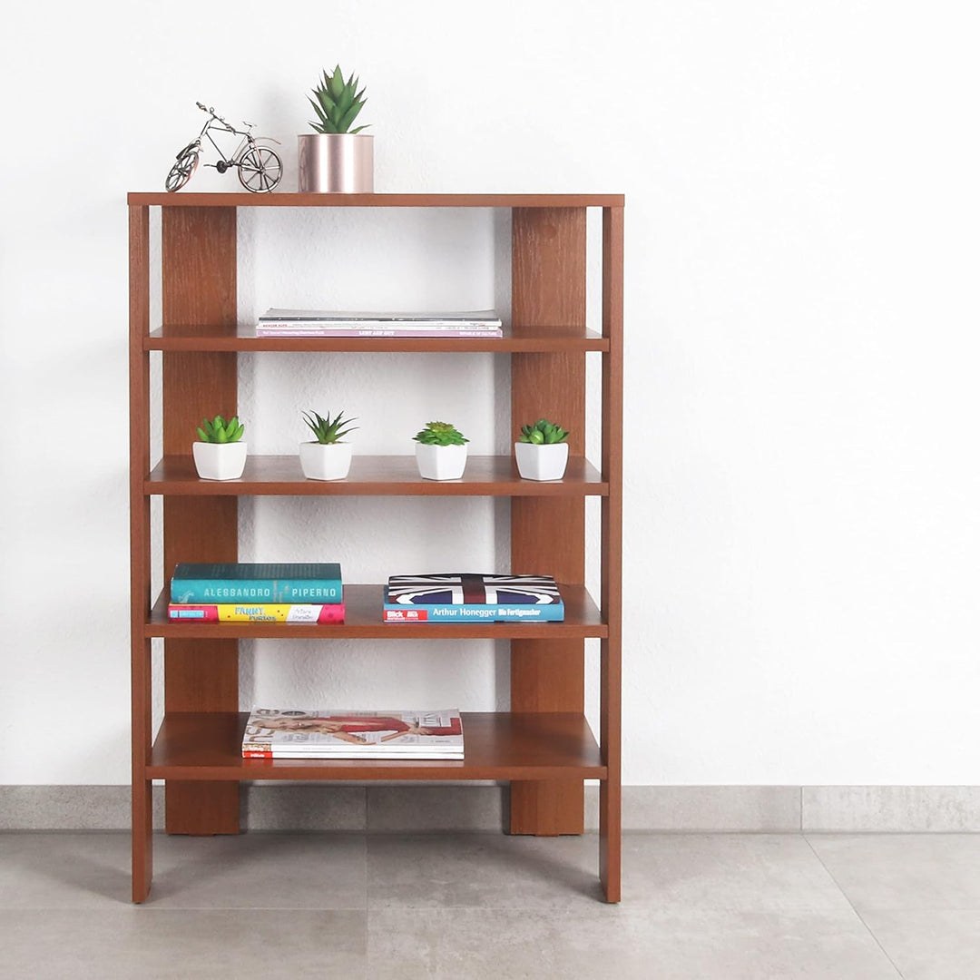 RICOO Schuhregal schmal und hoch 88x60x32cm Standregal Pressholz Eiche Dunkelbraun Rustikal WM040-ER