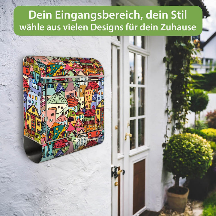 banjado Briefkasten Edelstahl 38x43x12cm & 2 Schlüssel - rostfreier Edelstahl Briefkasten mit Zeitun