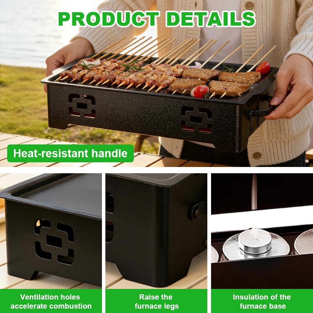 BBQ Warmhalteplatte aus Edelstahl, Grillwärmer für Fleisch und Gemüse, Speisenwärmer für Garten, Cam