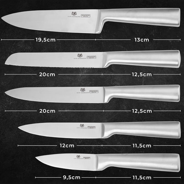 KARL HAUSMANN Messer Set ohne Block - 5 Teilig - Küchenmesser Set aus Edelstahl X30Cr13 - Kochmesser
