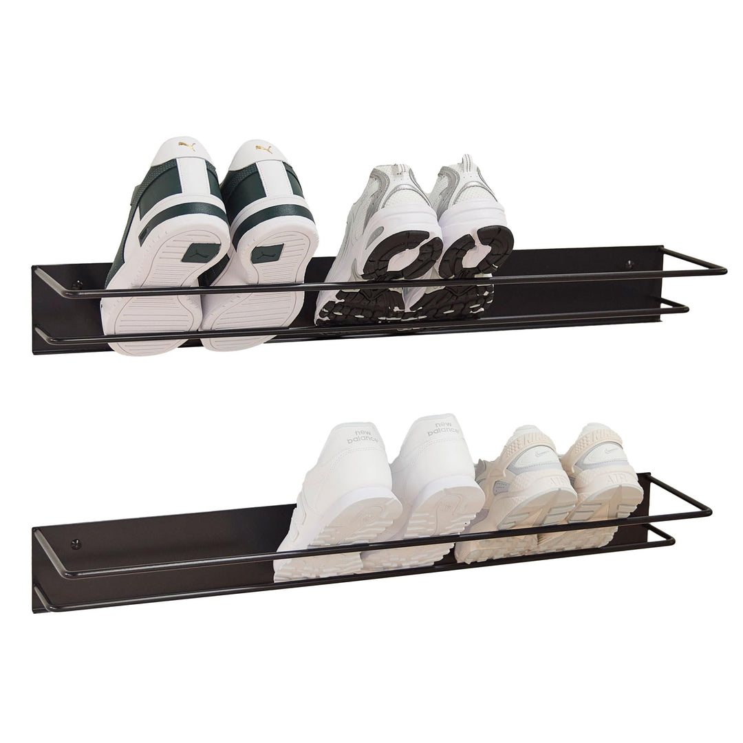 Elegantes Schuhregal Metall (Graphitschwarz 2er Set) „INN“ – Moderne Schuhaufbewahrung Schuhablage i