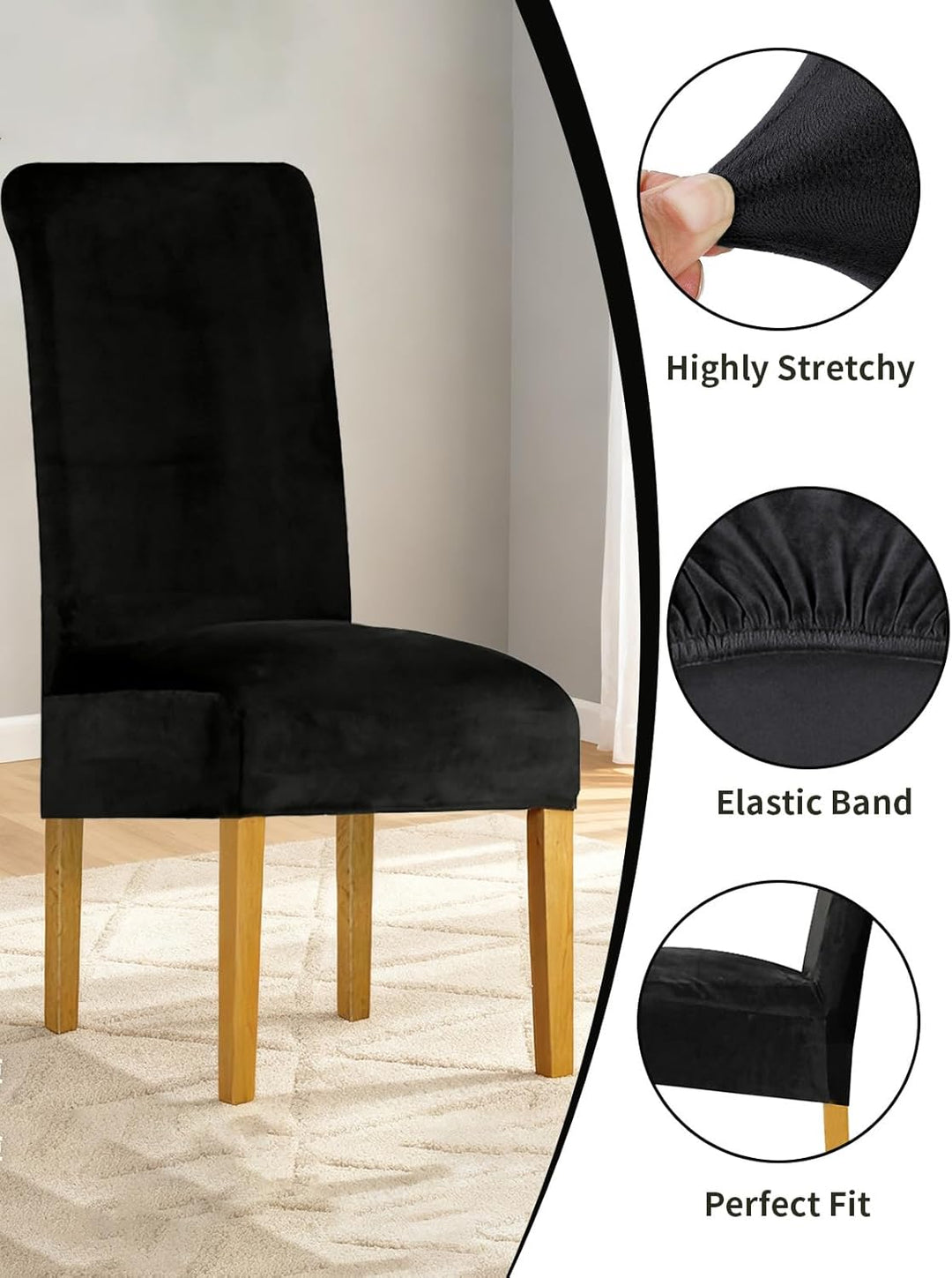 LANSHENG Stuhlhussen 2er Set, Universelle Abnehmbare Waschbar Samt Stuhlhussen, Universale Stretch E