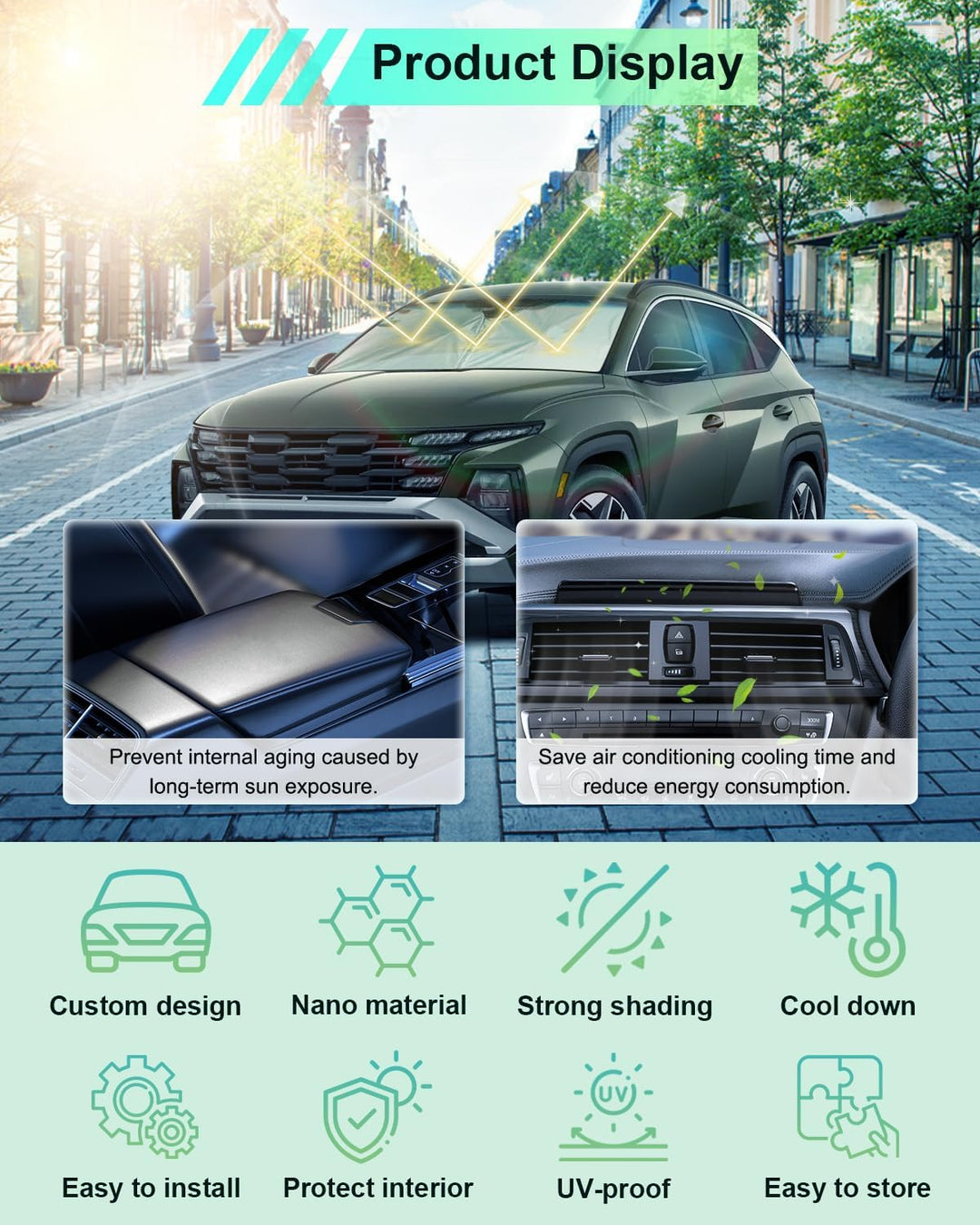 GAFAT Hyunda-i Tucson 2015-2024 2025 Sonnenschutz Frontscheibe Innen, Tucson 2023 2022 Windschutzsch