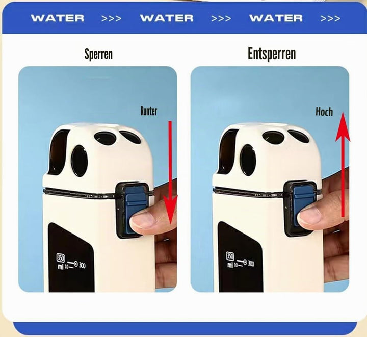 Rechteckige Wasserflasche mit tragbarem Strohhalm, auslaufsicher, ungiftig, BPA-frei, motivierender