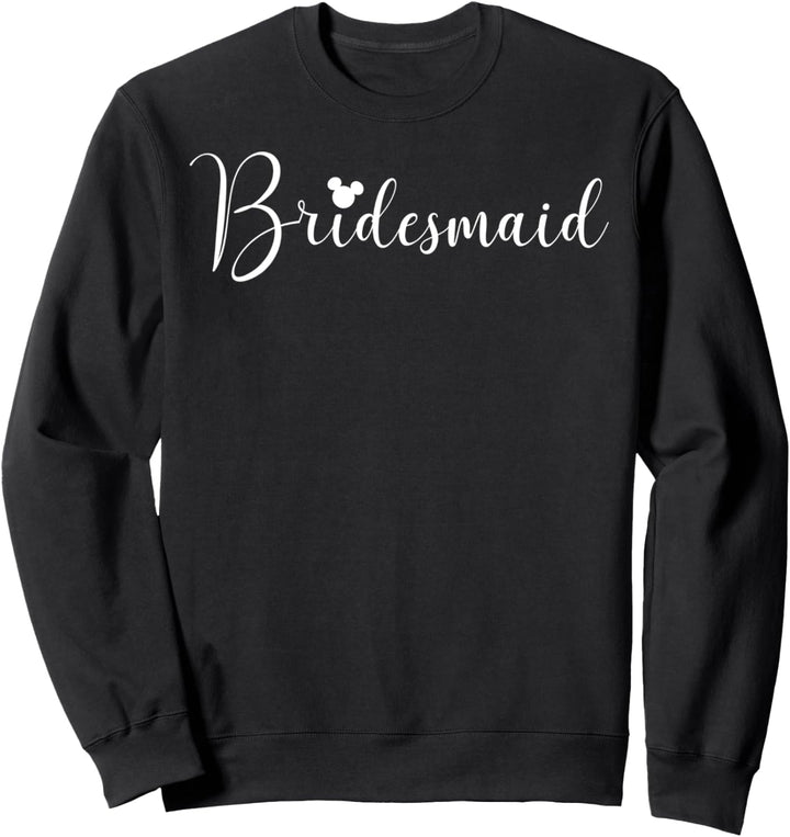 Disney Mickey Mouse Bridesmaid Cursive White Text Logo Sweatshirt