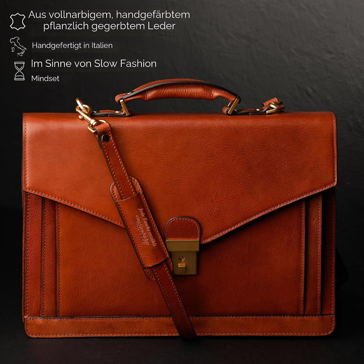 Time Resistance Aktentasche für Herren 100% Leder - Handgefertigt in Italien - Arbeitstasche - Lapto