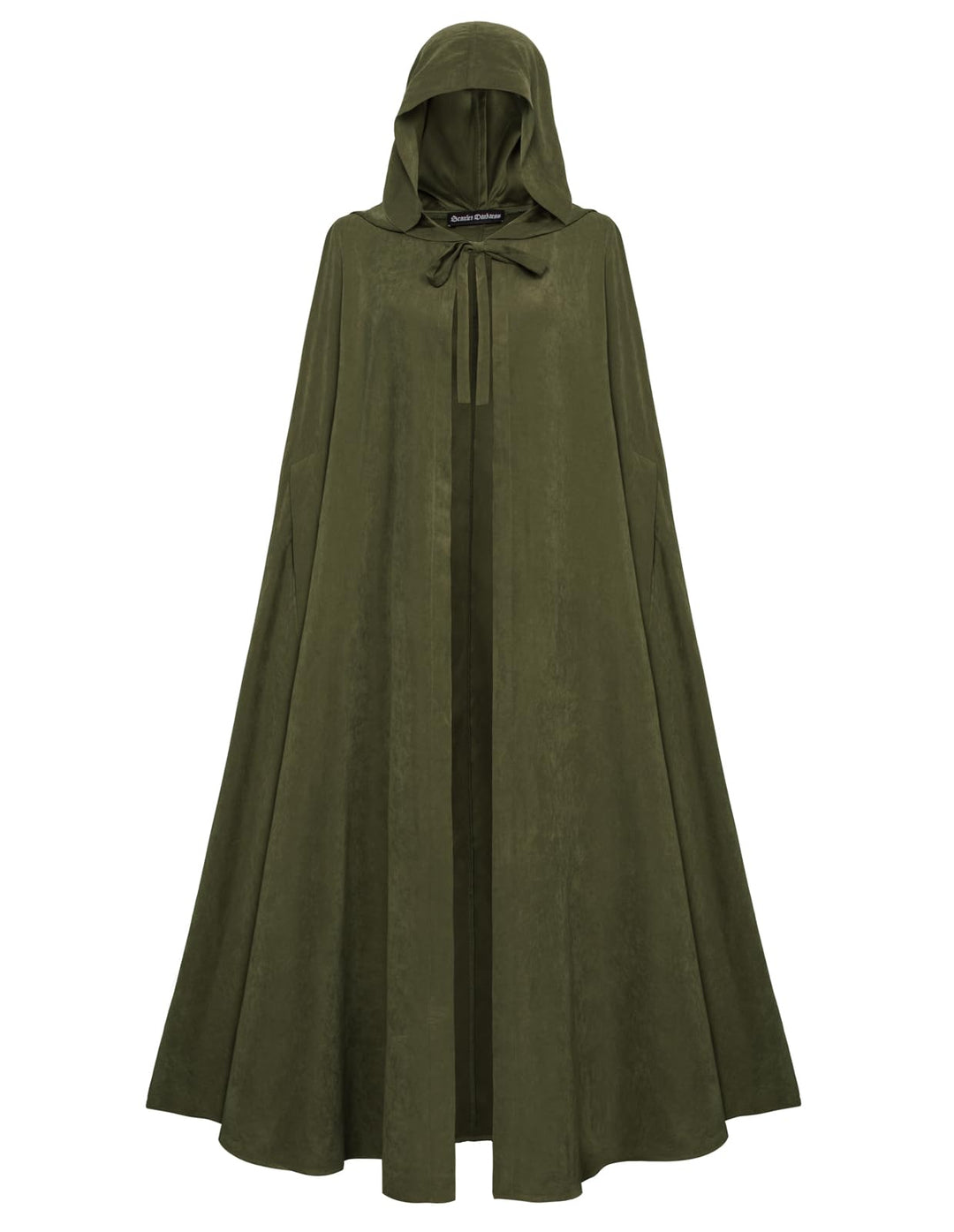 SCARLET DARKNESS Damen Mittelalter Umhang mit Kapuze Unisex Maxi Umhang Hexe Cosplay Cape Olivgrün,