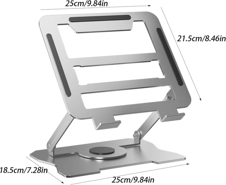 Laptop Stand, 360 Degree Rotating Foldable Aluminum Laptop Stand, Ergonomic, 6-Position Adjustable,