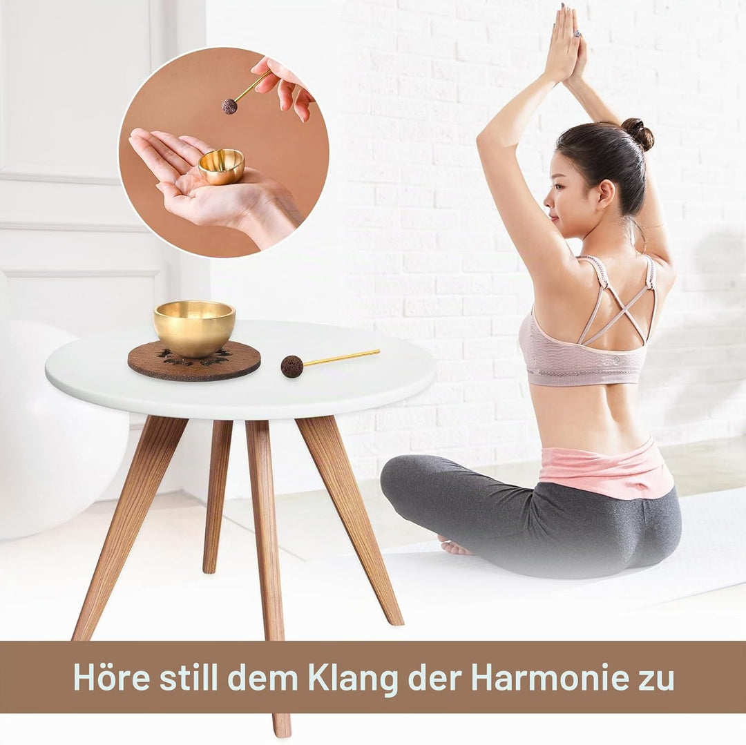 Tibetisches Klangschalen 3 Stück Mini Klangschale Set Tragbar Klangschalen-Set mit Schlägel und Kiss