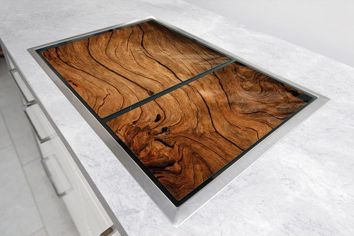 DarHaus Herdabdeckplatten tweiteilig 75x52 cm Ceranfeld Abdeckung Glas Spritzschutz Abdeckplatte Gla