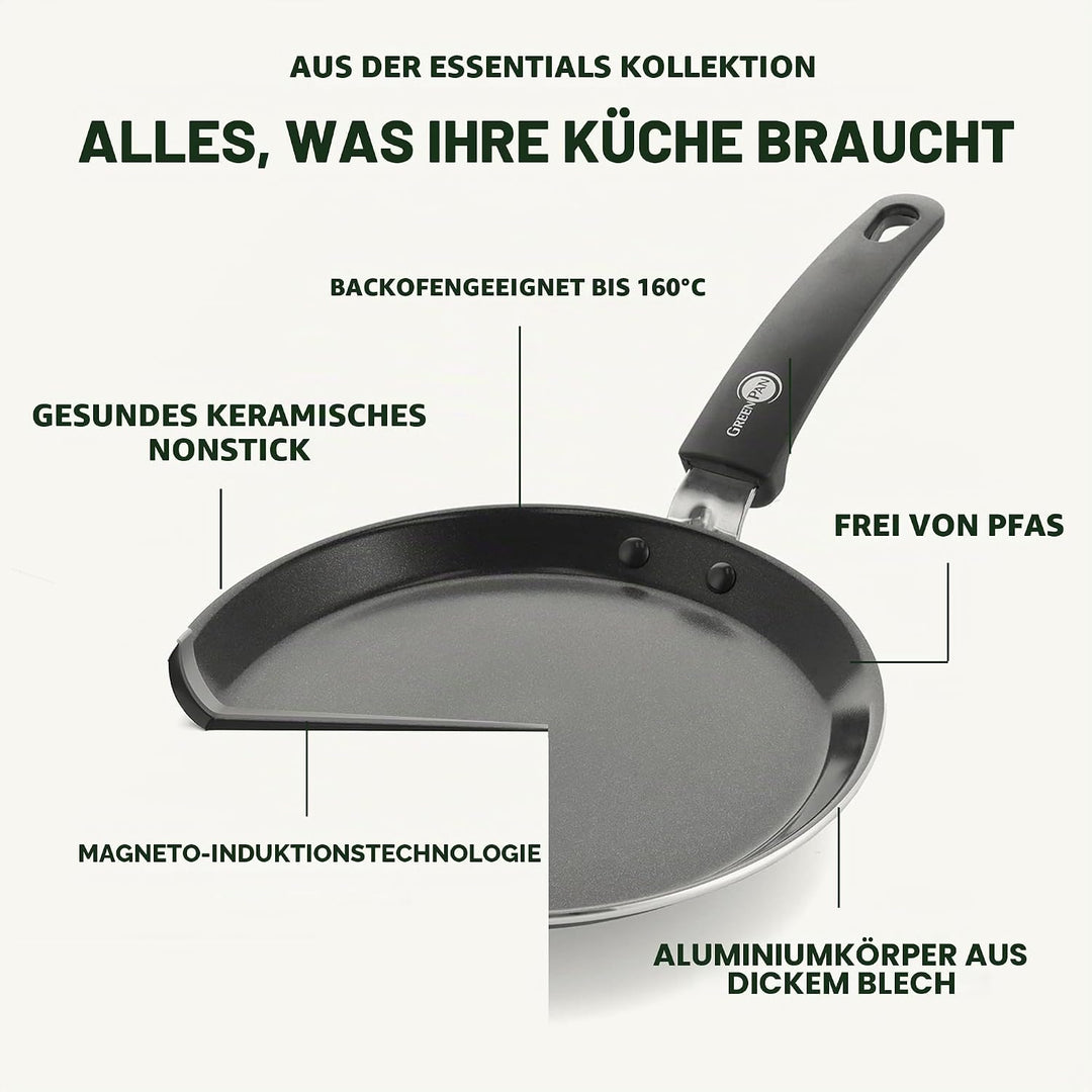 GreenPan Essentials Gesunde Keramische Antihaft-Pfannkuchenpfanne 24 cm, PFAS-frei, Induktion, Backo