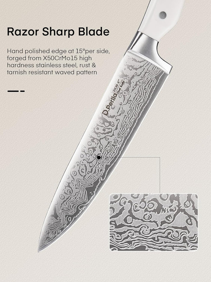 D.Perlla Messerblock, 14-TLG Selbstschärfender Messerblock mit Messer, Scharf Edelstahl Messerset Se