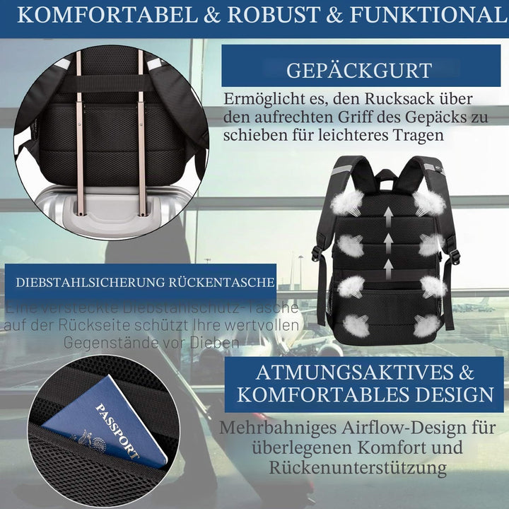LIWAG Extra Gross Rucksack Herren 50L Wasserdicht 17 Zoll Laptoptasche Arbeit Laptop Rucksack mit US