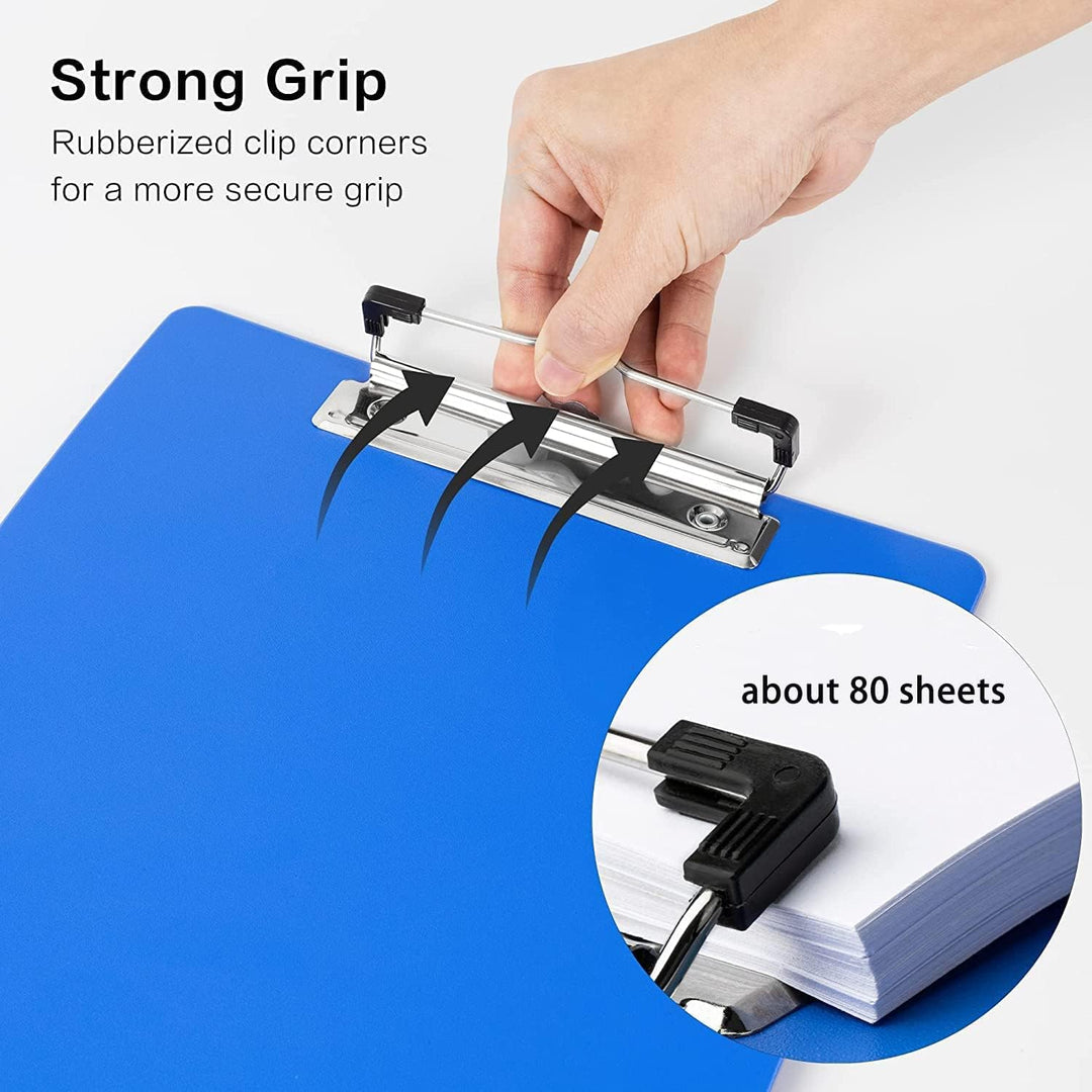 A4 Klemmbrett, 6er Klemmbrett A4 mit gummierter Metallklemme Zwischenablage Schreibblock für Student