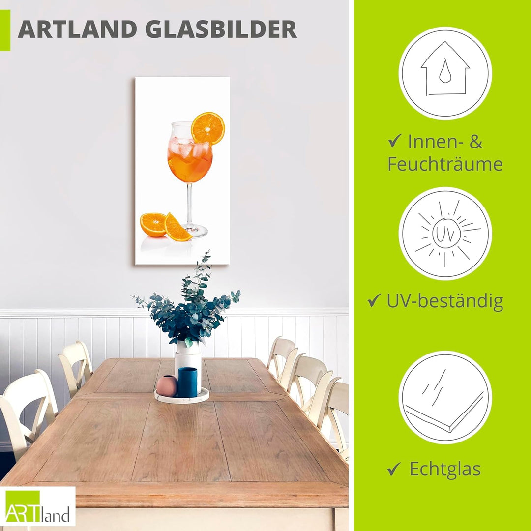ARTland Glasbilder Wandbild Glas Bild einteilig 30x60 cm Hochformat Cocktails Früchte Obst Cocktailb