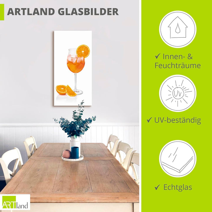 ARTland Glasbilder Wandbild Glas Bild einteilig 30x60 cm Hochformat Cocktails Früchte Obst Cocktailb
