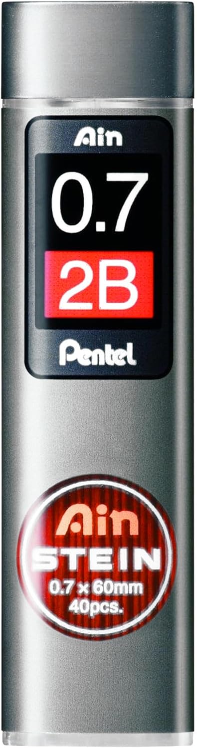 Pentel Ain Stein Mechanische Nachfüllminen – Packung mit 2 Röhren (0,7 mm 2B)