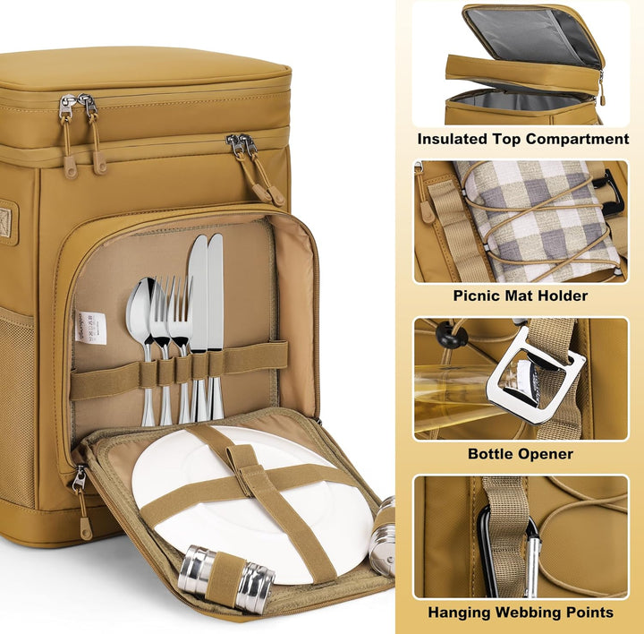 Kühlrucksack, 30L Grosse Thermo Kühltasche Rucksack, Wasserdicht Picknickrucksack Gross für Strand,