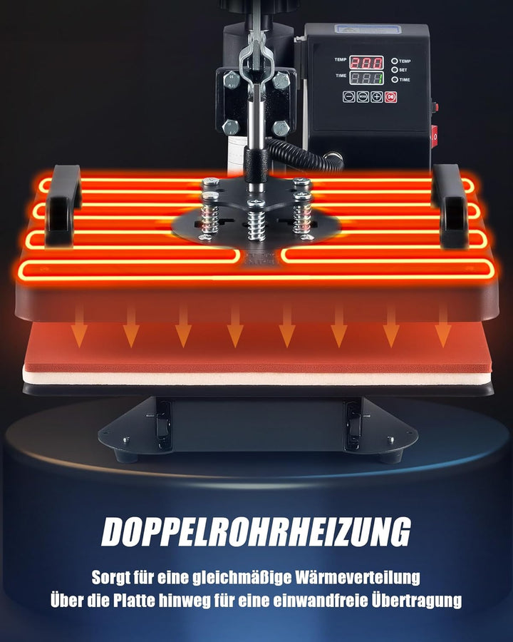 CREWORKS Transferpresse 11 in 1 Hitzepresse 38x30cm Hitzepressemaschine Multifunktionale Heisspressm