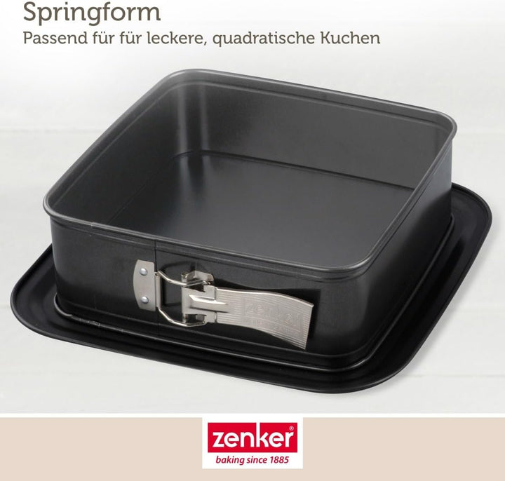 Zenker Bake, Click & Go Quadratische Springform – 24 x 24 x 8 cm – Backform mit separat erhältlichem