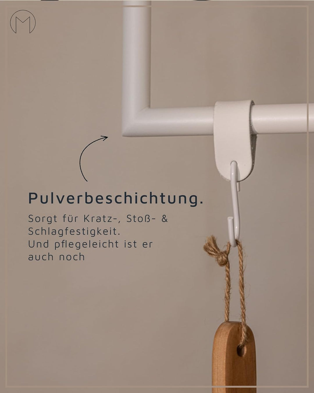 Metallbude Handtuchhalter TENSI Schwarz - Deckenmontage - Pulverbeschichtetes Stahlrohr - Kratz-, St
