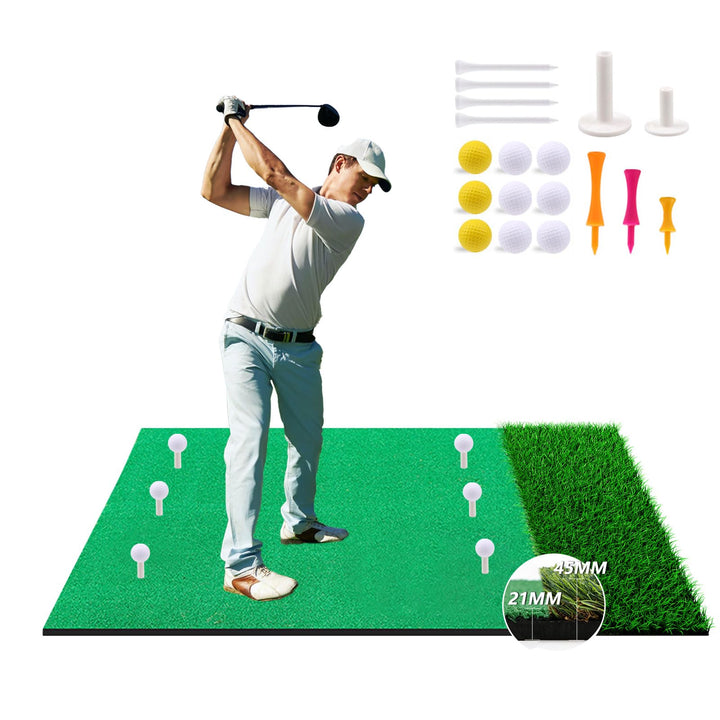 150×120cm Golf Abschlagmatte, Premium Faltbare Golf Trainingsmatte mit 9 Bällen & 9 Tees, Dicke Kuns