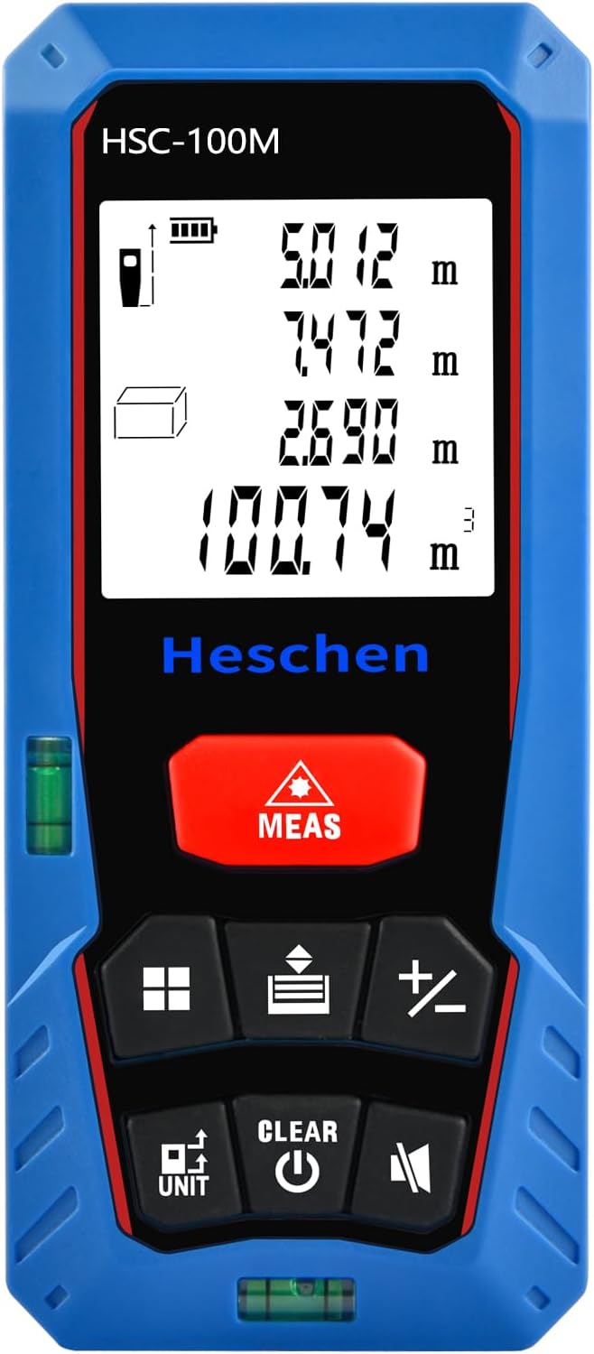 Heschen Laser Entfernungsmesser, mit 2 Wasserwaagen, tragbarer Laser-entfernungsmesser digitaler ent