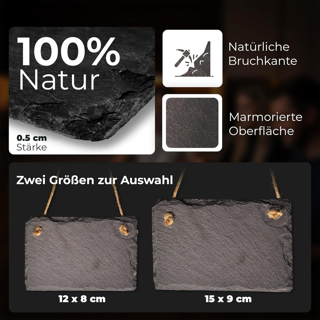 Schiefertafel zum Aufhängen mit Juteband Memotafel Kreidetafel Wandeko (12, 9 cm Tafel) 9 cm Tafel 1