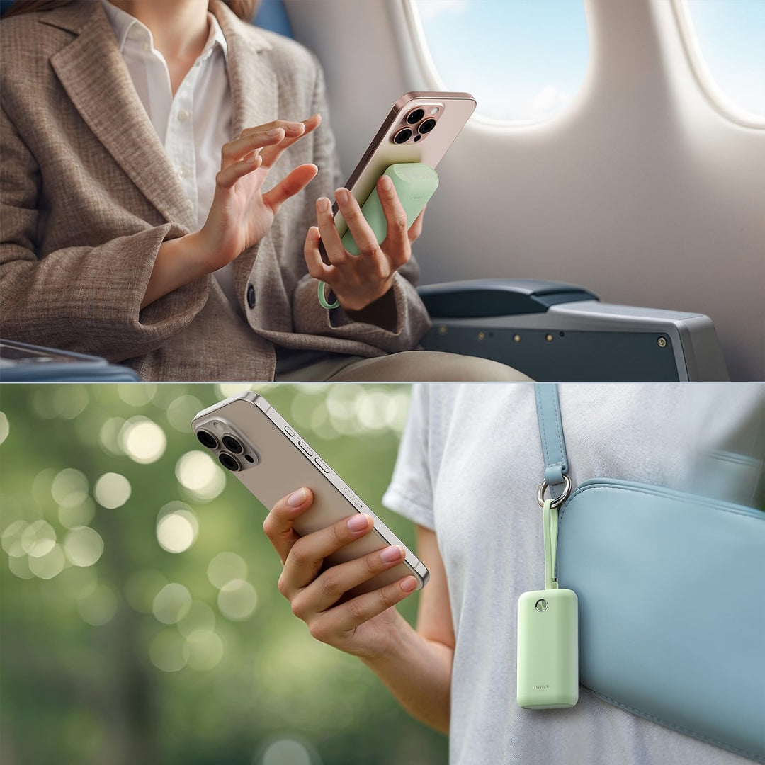 iWALK Mini Tragbares Ladegerät 10000 mAh, 22,5W USB-C Powerbank mit integriertem Kabel, Ultra-kompak