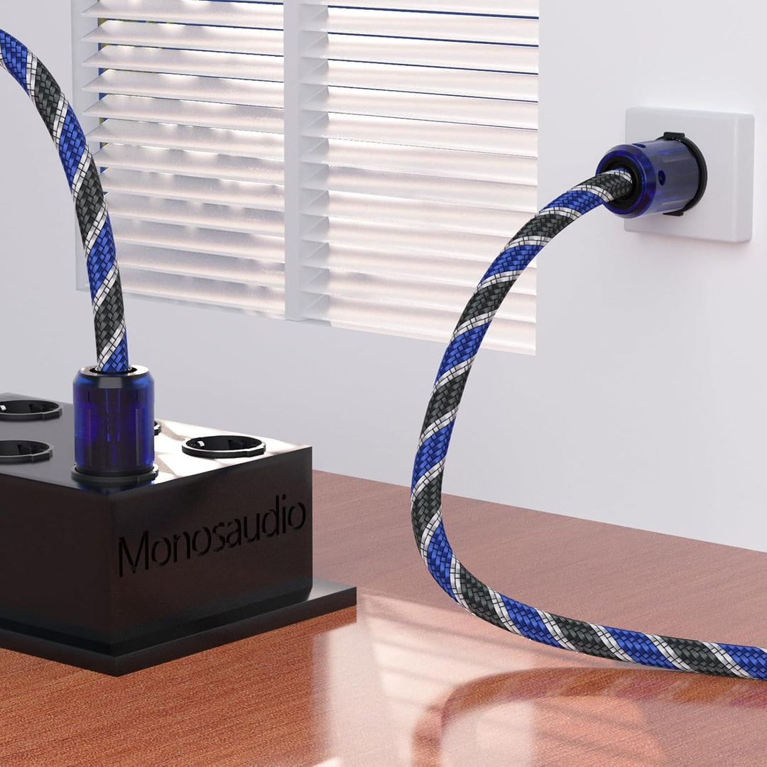 Monosaudio P037 High-End HiFi Netzkabel, audiophiles Stromkabel 1 m mit Kupferabschirmung, C15-Kaltg