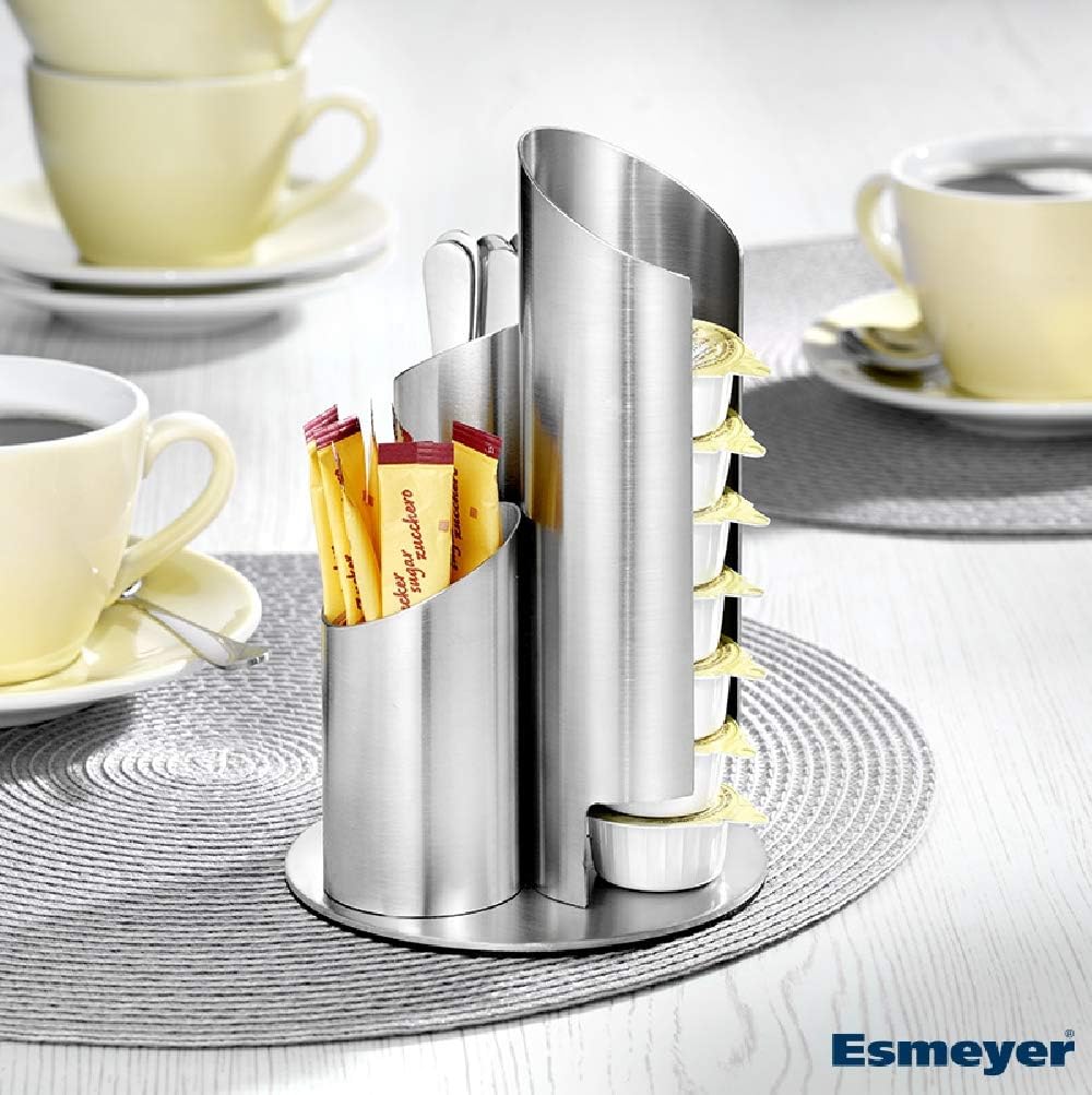 Esmeyer 400-2647 Portionsspender Multi aus mattiertem Edelstahl, für Milchdöschen, Zuckertüten und R
