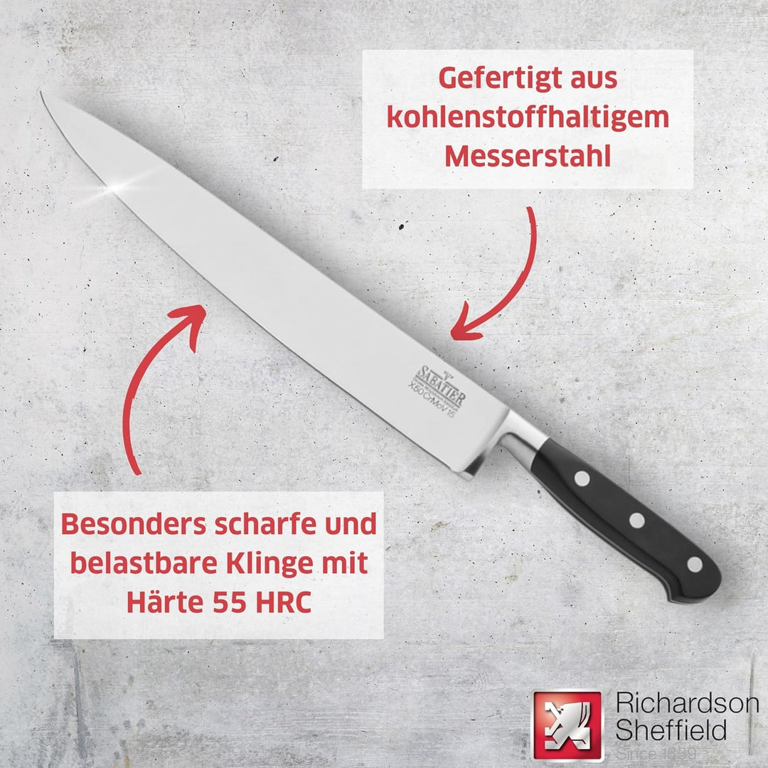 Richardson Sheffield V SABATIER Messerblock mit Messer Set, 10-teilig, scharfe Messer, Chrom-Molybdä