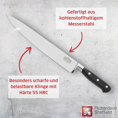 Richardson Sheffield V SABATIER Messerblock mit Messer Set, 10-teilig, scharfe Messer, Chrom-Molybdä