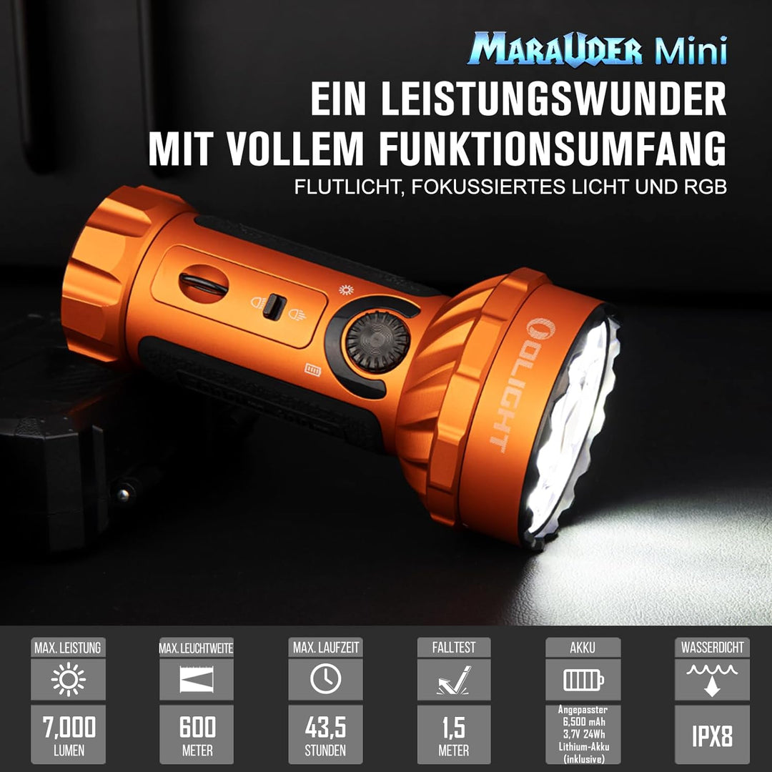 OLIGHT Marauder Mini LED Taschenlampe Super Hell 7000 Lumen 600 Meter Wiederaufladbare, mit Strahler